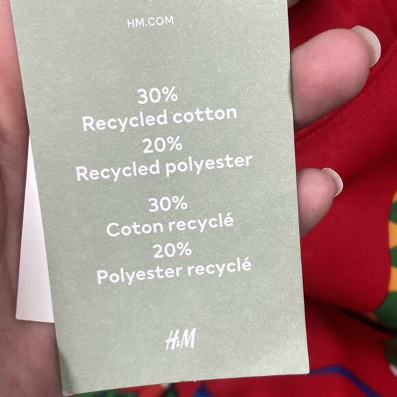 H&M Sweatpants Boys Size 8 Red Dinosaur Christmas Joggers Elastic Graphic NWT - Picture 4 of 7